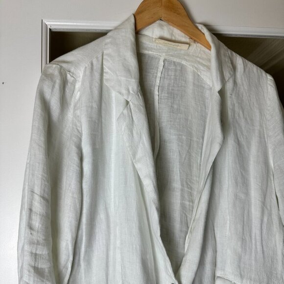 REISTOR Linen-like Cupro White Blazer Shirt Jacket Size XL - Picture 4 of 12